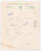 Worcestershire C.C.C. 1947. Page on official Worcestershire C.C.C. letterhead signed by thirteen members of the 1947 team. Two signatures in ink of White (Captain) and Cooper. The remainder in pencil include Jackson, Wyatt, Palmer, Howard, Jenkins, Kenyon