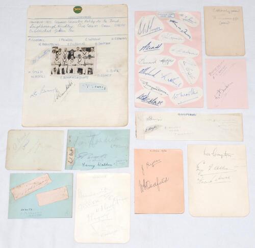 County signatures 1910s-1950s. A selection of approx. forty signatures signed in ink and pencil to album pages, some on pieces laid down. Signatures include Pothecary, Hayter (Hampshire), L. Compton, Allen (Middlesex), Fanny Walden (Northamptonshire & Tot