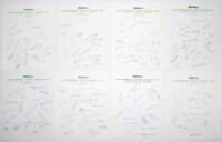 Leicestershire C.C.C. Early 1980s-2004. Sixteen official autograph sheets for seasons c.1982 (19 signatures), c.1983 (17), c.1984 (16), c.1985 (16), 1986 (17), 1987 (18), 1988 (19), 1989 (22), 1993 (16), 1994 (23), 1995 (21), 1996 (26), 1997 (23), 2002 (2