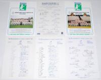 Warwickshire C.C.C. 1983-2003. Ten official autograph sheets for seasons 1983 (24 signatures), 1989 (27), 1993 (22), 1995 (24), 1996 (24), 1997 (25), 2000 (24), 2002 (two sheets, both fully signed by 22) and 2003 (27), plus two official colour team photog