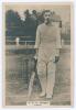 Percy George Herbert Fender. Sussex, Surrey & England 1910-1935. Phillips &lsquo;Pinnace&rsquo; premium issue cabinet size sepia real photograph trade card of Fender standing full length in batting attire at the wicket. Nicely signed in blue ink to the photograph by 