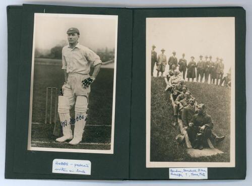 M.C.C. tour of Australia 1924/25. Small black photograph album containing nineteen original candid photographs from the tour. The photographs, mainly postcard size featuring both England and Australian players appear to have taken just prior to the team d