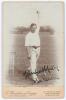 John Richmond Gunn. Nottinghamshire, London County & England 1896-1925. Original sepia cabinet card photograph vignette of Gunn standing full length in bowling pose at the wicket. Nicely signed in black ink to the photograph by Gunn. E. Hawkins & Co. of B