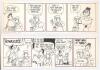 Steve Garner. Cartoonist. Four original pen and ink comic cricket strips by Steven Garner. One signed by Garner and dated 1987. Each 16”x5.25”. Good condition