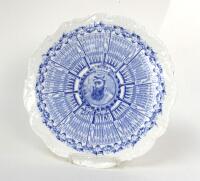 William Gilbert Grace. Original Coalport porcelain plate commemorating W.G. Grace’s Century Of Centuries 1895, decorated in blue with central portrait of Grace and dates of each individual century and who scored against radiating out from the centre with 