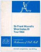 ‘Sir Frank Worrell’s West Indies XI Tour’ 1964. Official souvenir programme produced by the tour sponsors, Rothmans of Pall Mall, for the series of three matches between an England XI and a West Indies team led by Worrell. The matches were played at Scarb