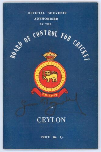 M.C.C. in Ceylon 1965/66. ‘Official Souvenir of the Visit of the M.C.C. Test Team to Australia (1965/66)’. Official tour brochure authorised by the [Ceylon] Board of Control for Cricket, edited by R.B. Wijesinha. Signed in black ink to the pen pictures by