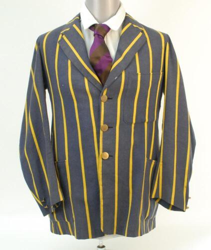 Hubert Ashton. Essex 1921-1939. The Chaps Cricket Club striped cricket blazer 1923. The mid blue blazer, by Sidney Smith of Cambridge, with vertical yellow stripes was worn by Ashton. Little is known of the Chaps Cricket Club except that it was a very exc