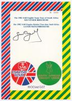 South African Breweries English XI ‘rebel’ tour to South Africa 1982. Official 8pp souvenir brochure for the tour. Signed by Geoff Boycott in black ink to the front cover, and in blue ink to the centre player profile pages. Twenty six signatures in total 