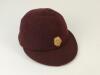 Northamptonshire C.C.C. Northamptonshire maroon cricket cap circa 1920’s, by E.C. Devereux of Eton, with embroidered rose club emblem to front and makers label inside. The peak internally broken. Minor wear and breaking to internal lining otherwise in goo