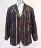 Edward Roy Nesfield, Worcestershire C.C.C. 1919-1920 & Somerset Stragglers. Somerset Stragglers striped cricket blazer, by D. Brown & Co of Taunton worn by Nesfield. The mid blue blazer with thin stripes of red and gold has name handwritten to the label a