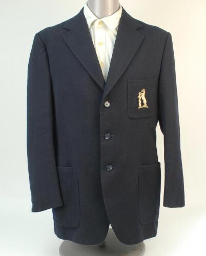 Robert George Dylan Willis. Surrey, Warwickshire & England 1969-1984. Official black Warwickshire 1st XI blazer worn by Willis during his playing career. The blazer, by F.B. Menswear, with embroidered bear and ragged staff County emblem. Previously sold