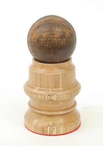 Frank Carroll Cobden. Harrow, Cambridge University & M.C.C. 1870-1872. Very early cricket ball stamped in gilt with the inscription:- ‘Presented by an Old Harrow Captain to F.C. Cobden Esq for his admirable bowling in the Harrow v Eton match at Lord’s Jul