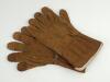 Wicket keeping gauntlets 1910’s. An early example of a of a pair of brown leather wicket-keeping gloves used in the period, makers unknown. These gloves were marketed before and just after World War One. Made, mainly of leather, they have padded finger an - 2