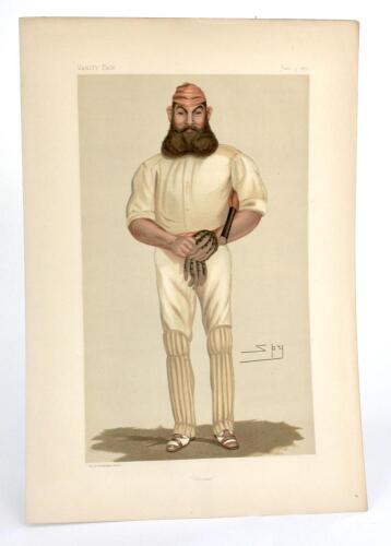 The Cricketers of Vanity Fair’. Excellent collection of thirty one original colour chromolithographs of cricketers, all of those in cricket attire, as listed by John Arlott in ‘The Cricketer’, 22nd August 1953. The cricketers are as listed by Arlott,-Grac