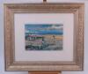 ‘Beach Cricket’. Attractive original painting in oils showing two children playing cricket on the beach, with family to the side and cliffs and the sea to background, location unknown. Unknown signature to lower right hand corner. Attractively mounted, fr