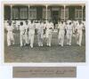 All India tour to England 1932. Inaugural Test match, England v India, Lord’s 25th- 28th June 1932. Original mono press photograph of the India team walking on to the field with the pavilion in the background at the start of their first ever Test match. S