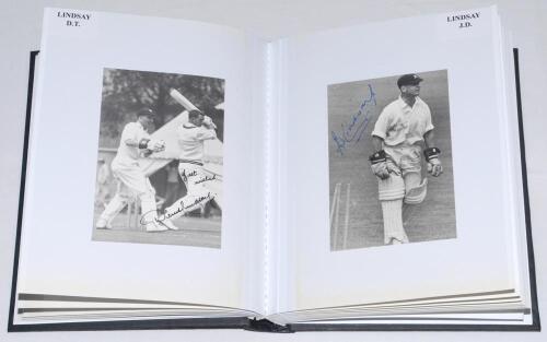 South African Test Cricketers 1940-1970. Black album comprising thirty one nicely presented press photographs of South African Test cricketers including player portraits and match action, each signed to the photograph by the featured player. The majority 