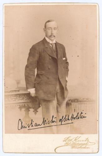 Victor Albert Ludwig Ernest Anton Christian of Schleswig-Holstein ‘Prince Christian Victor’. I Zingari 1887. Original sepia cabinet card photograph of Prince Christian Victor depicted three quarter length in formal attire. Cabinet card by L.W. Kurtz of Wi