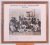 ‘W. Strutt-Cavell’s XI v XVIII of Twickenham’ 1901. Original mono photograph of the team, seated and standing in rows wearing cricket attire, caps, blazers, for the charity match played in aid of St. John’s Hospital, Twickenham at Twickenham Green, 23rd S