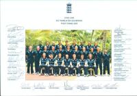 &lsquo;England ICC World T20 Champions. West Indies 2010&rsquo;. Official colour photograph of the England squad for the 2010 World T20 tournament. Printed title and player&rsquo;s names to borders. Fully signed by the twenty seven featured players and officials. Signature