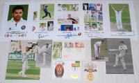 Surrey county player photographs 1960s-2010s. A selection of twenty six colour and mono press and copy photographs, photomontages, cuttings etc. of Surrey players. Nine are signed by the featured player. Signatures are Ken Barrington, Alec Stewart, David 