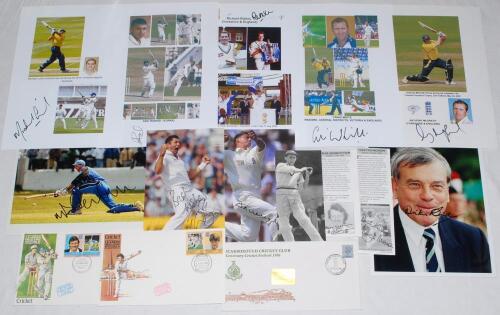 Yorkshire county player photographs 1950s-2010s. A selection of twenty four colour and mono press and copy photographs, photomontages, cuttings etc. of Yorkshire players and one team photo. Twelve are signed by the featured player. Signatures are Frank Lo