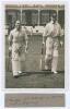 England v New Zealand 1931. Original mono press photograph of the New Zealand openers, Stewie Dempster and Jack Mills, walking out to bat in the drawn first Test played at Lord’s 27th- 30th June 1931. Nicely signed in black ink to the photograph by both p