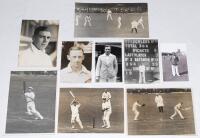 Cambridge University c.1920s. Selection of nine mono press photographs depicting players who have represented Cambridge University. Subjects include Cecil Bennett in batting action for Cambridge 1925. Arthur Judd hitting the boundary to reach his century 