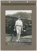 John William ‘Jack’ Hearne. Middlesex & England 1909-1936. Two early mono photographs of Hearne walking out to bat, one in 1910 (6.5”x8.5”), the other with G.A. Faulkner (South Africa) for the M.C.C. v Yorkshire at Scarborough in 1913 (4.75”x8”). The phot