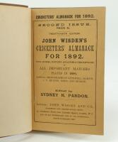 Wisden Cricketers’ Almanack 1892. 29th edition (2nd issue). Bound in brown boards, with original wrappers, with boards, gilt titles almost identical in typeface and positioning as an original hardback edition. Very minor wear to spine paper otherwise in v