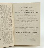 Wisden Cricketers’ Almanack 1900. 37th edition. Bound in brown boards, lacking original wrappers, with gilt titles to board and spine. Pages checked, complete. Trimming by the binder a little tight and irregular in places, odd minor faults otherwise in go