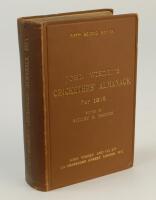 Wisden Cricketers’ Almanack 1915. 52nd edition. Bound in brown boards, without original wrappers, with boards, gilt titles almost identical in typeface and positioning as an original hardback edition. Very minor wear board extremities and darkening to sp