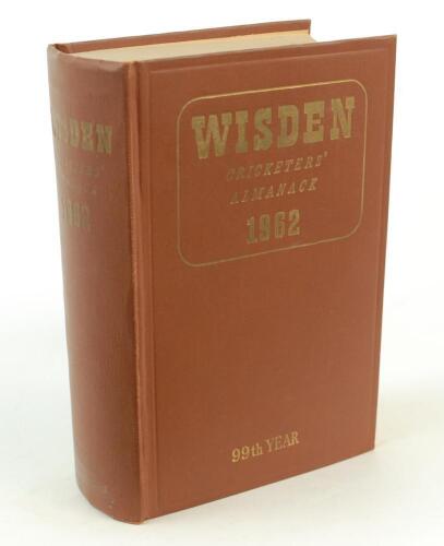 Wisden Cricketers’ Almanack 1962. Original hardback. Slight dulling to gilt titles on the spine otherwise in good/very good condition