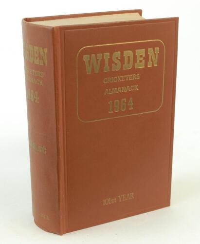 Wisden Cricketers’ Almanack 1964. Original hardback. Very slight dulling to gilt titles on the spine otherwise in good/very good condition