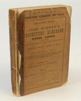 Wisden Cricketers’ Almanack 1888. 25th edition. Original paper wrappers. Broken page block, front page sections and front wrapper detached, loss to front wrapper extremities, Vertical band of old tape mark to wrapper edge and spine, total loss of spine pa