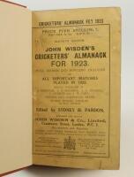 Wisden Cricketers’ Almanack 1923. 60th edition. Bound in brown boards, with original wrappers, gilt titles to spines. Some minor wear, age toning and slight soiling to wrappers otherwise in good condition