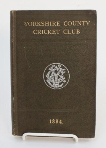 Yorkshire C.C.C. Annual 1894. 2nd year of issue. 136pp plus ‘Notes’ pages as issued. Edited by J.B. Wostinholm. J. Robertshaw, Sheffield, printer. Original olive boards with titles in gilt to front board and white ‘Y.C.C.C.’ emblem to centre, gilt to page