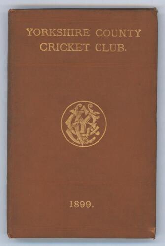 Yorkshire C.C.C. Annual 1899. 7th year of issue. 165pp plus ‘Notes’ pages as issued. Edited by J.B. Wostinholm and H.H. Stones. J. Robertshaw, Sheffield, printer. Original brown boards with titles in gilt to front board and spine and gilt ‘Y.C.C.C.’ emble