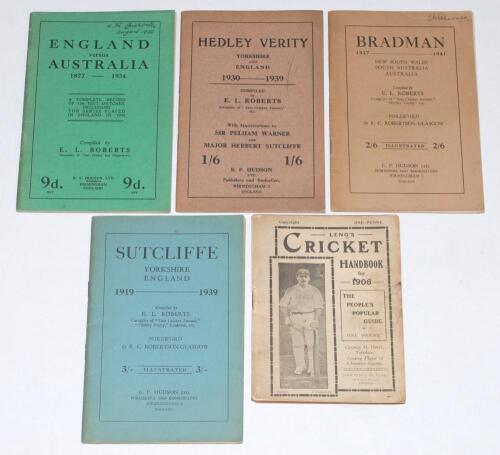 Cricket handbooks and annuals 1906-1980s. Box comprising a selection of handbooks and annuals.