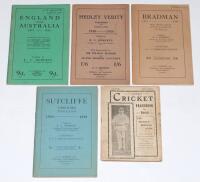 Cricket handbooks and annuals 1906-1980s. Box comprising a selection of handbooks and annuals.