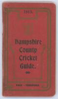 Hampshire C.C.C. County Cricket Guide 1913. Official County Guide edited and published by H. King, ‘Hants Advertiser Newspaper’. Original red decorative wrappers. Padwick 2029. Some wear to covers and spine, rusting to staples, otherwise in good/ very goo