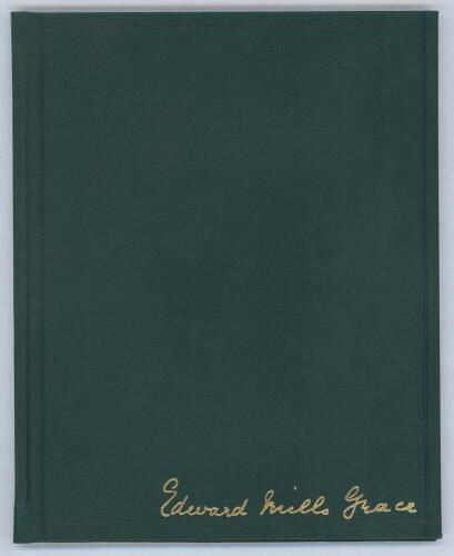 ‘The Edward Mills Grace Collection 2015’. Leather bound limited edition catalogue for the E.M. Grace sale held by Knights on the 4th July 2015. The catalogue is bound in green leather with Grace’s signature in gilt to lower front board, similar to his spe