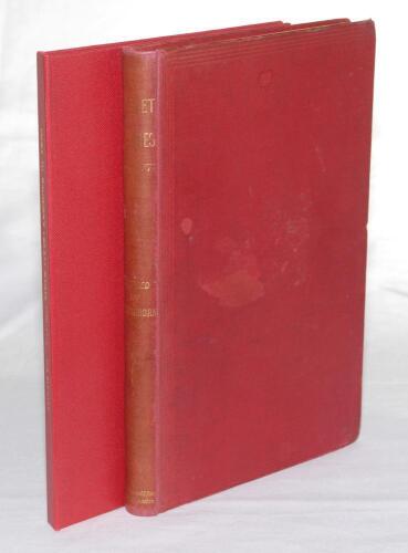 &lsquo;Cricket Scores, Notes, &c. From 1730-1773. Written as reported in the different newspapers....&rsquo;. Compiled by H.T. Waghorn. William Blackwood and Sons, Edinburgh 1899. Original red decorative boards, tooled bat and ball emblem to front, gilt title to spin