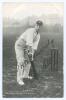 Clement Hill. South Australia & Australia 1892-1923. Original mono printed postcard of Hill standing full length, wearing Australia cap and in batting pose at the wicket. Very nicely and boldly signed in black ink to the image by Hill. Published by T. Bo