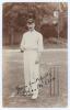 Charles Edward McLeod. Victoria & Australia 1893-1904. Excellent sepia real photograph postcard of Mcleod, standing full length, wearing Australian cap and holding a cricket ball at the wicket. Nicely signed &lsquo;Yours Faithfully&rsquo; in black ink by McLeod. The 