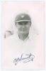 Charles John ‘Charlie’ Barnett. Gloucestershire & England 1927-1948. Mono real photograph plain back postcard of Barnett, head and shoulders in cameo, wearing cricket attire and Gloucestershire cap. Nicely signed in ink by Barnett to the photograph. Offic