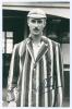 Alfred John Evans. Hampshire, Oxford University, Kent & England 1908-1928. Mono real photograph postcard of Evans, half quarter length wearing cricket attire, cap and striped blazer. Very nicely signed in black ink to the image by Evans. Publisher unknown