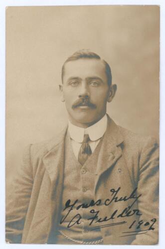 Arthur Fielder. Kent & England 1900-1914. Early sepia real photograph studio portrait postcard of Fielder, half length in formal attire. Nicely signed in black ink to the photograph, ‘Yours truly, A. Fielder 1902’. Publisher unknown. Adhesive marks to ver