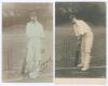 Cecil John Burditt Wood. Leicestershire 1896-1923. Early mono real photograph postcard of Wood standing full length at the wicket wearing Leicestershire cap, leaning on his bat. Nicely signed in black ink to the photograph by Wood. Blind embossed stamp to